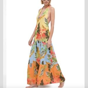 Desigual halter-neck tiered maxi dress